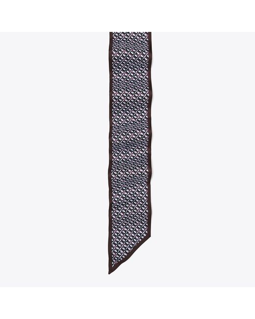 Tory Burch White T Link Silk Ribbon Tie