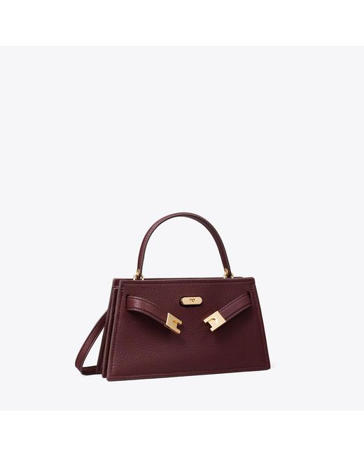 Tory Burch Purple Mini Lee Radziwill Pebbled Top-Handle Bag, One Size