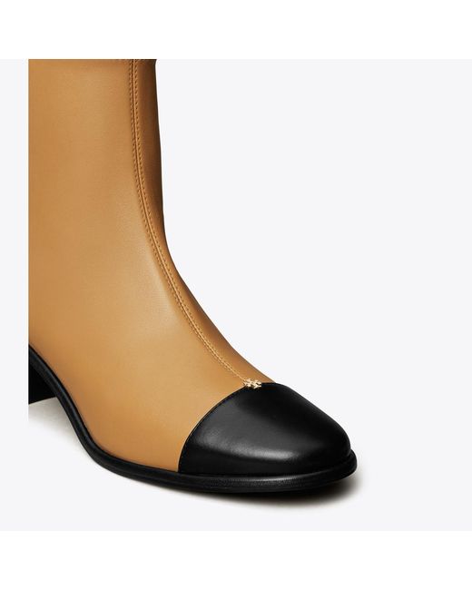 Tory Burch Brown Cap-Toe Low-Heel Ankle Boot