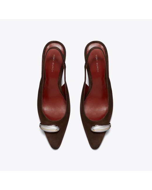 Tory Burch Brown Pierced Slingback Heel