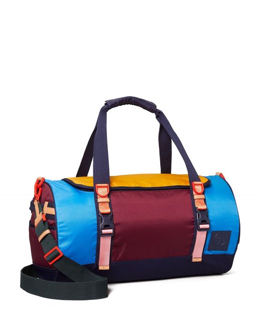 Tory Sport Blue Ripstop Nylon Color-block Duffle Bag