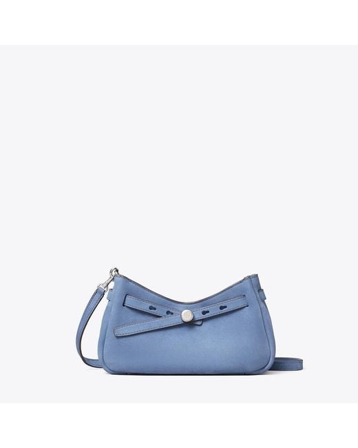 Tory Burch Blue Romy Nubuck Zip-Top Crossbody Bag