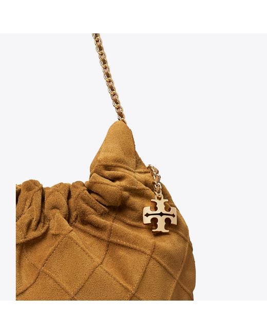 Tory Burch Brown Mini Fleming Soft Suede Hobo Bag