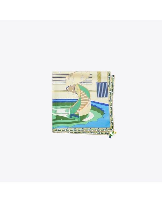 Tory Burch Blue The Pool Silk Square Scarf