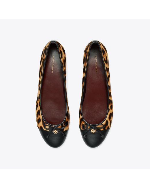 Tory Burch Brown Printed Calf Hair Ballet Flats
