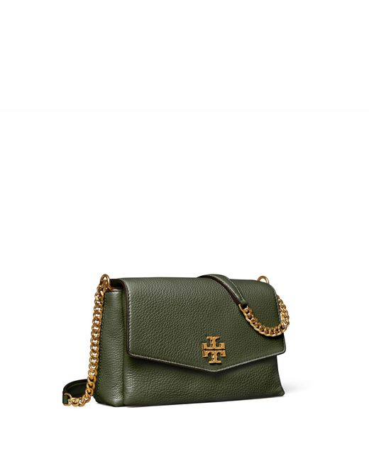 Tory Burch Green Kira Pebbled Small Convertible Shoulder Bag