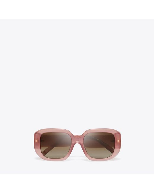 Tory Burch Pink T Monogram Geometric Sunglasses, One Size