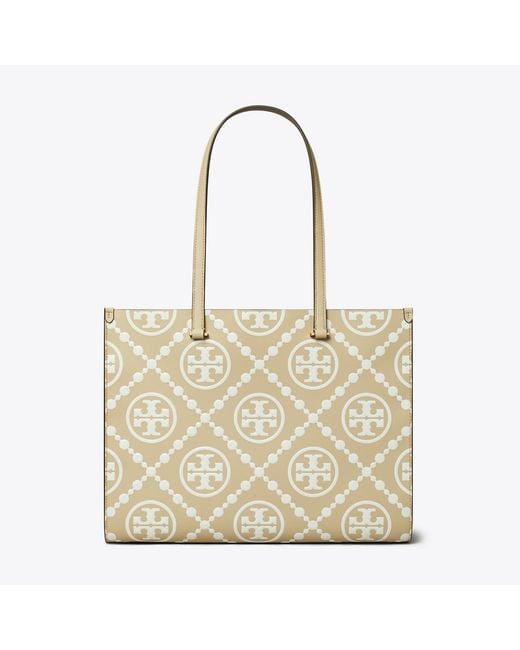 Tory Burch Metallic T Monogram Contrast Embossed Tote, One Size