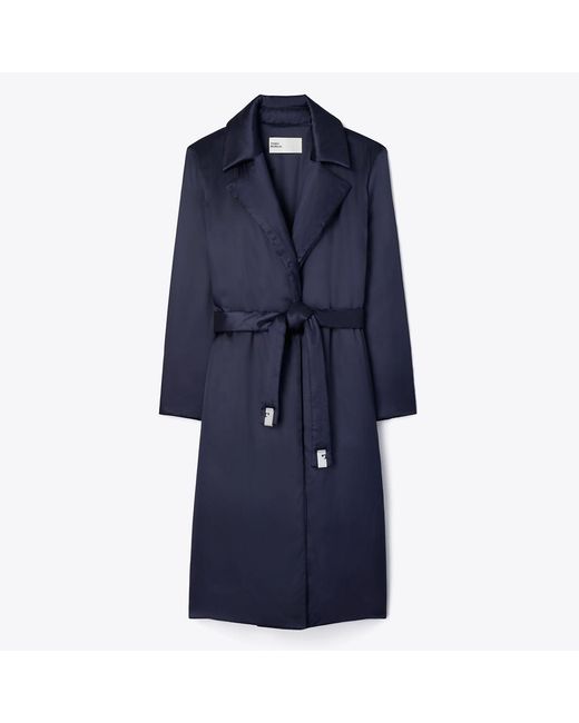Tory Burch Blue Viscose Padded Coat