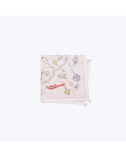 Tory Burch Pink Rattles Silk Square Scarf