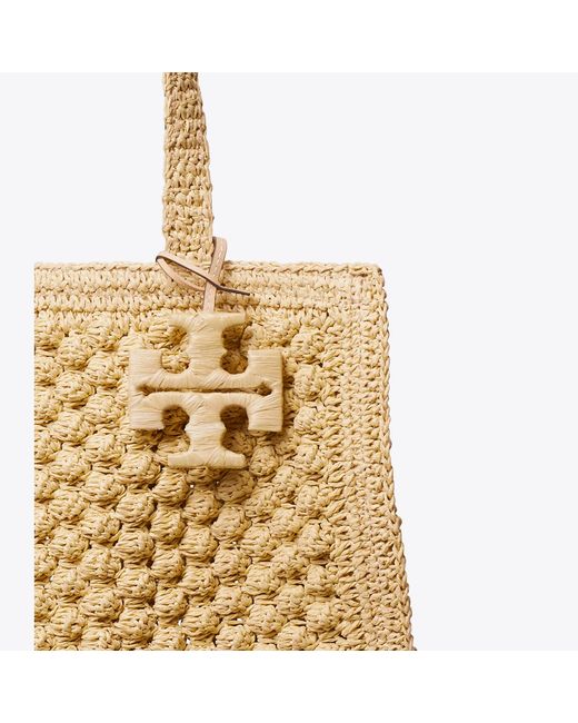 Tory Burch Metallic Small Ella Hand-Crocheted Popcorn Tote