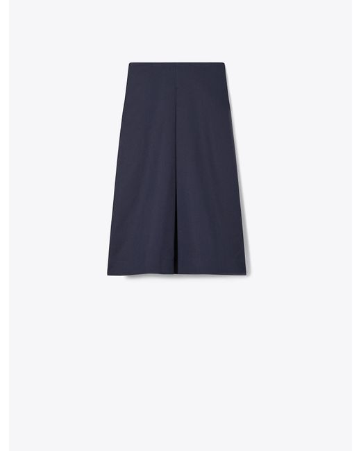 Tory Burch Blue Pleated Cotton Twill Skirt