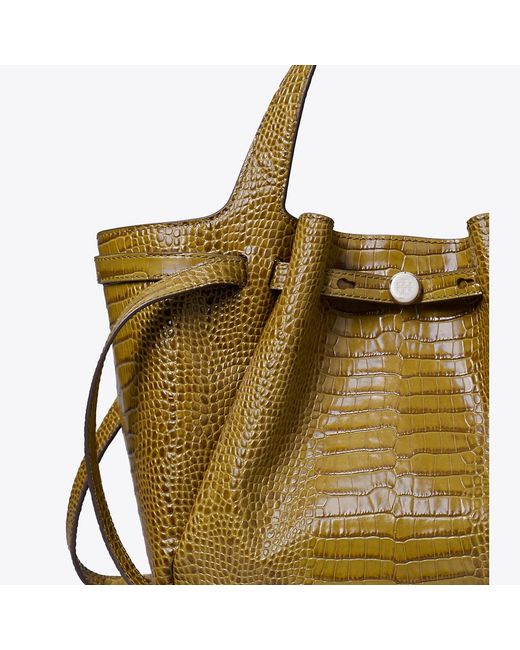 Tory Burch Green Small Romy Croc-Embossed Tote, One Size