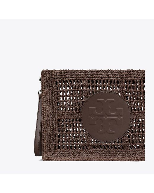 Tory Burch Brown Ella Hand-Crocheted Pouch