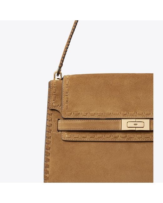 Tory Burch Metallic Large Lee Radziwill Suede Shoulder Bag, One Size