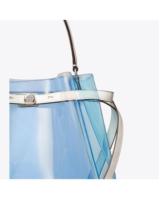 Tory Burch Blue Romy Color-Block Clear Bucket Bag