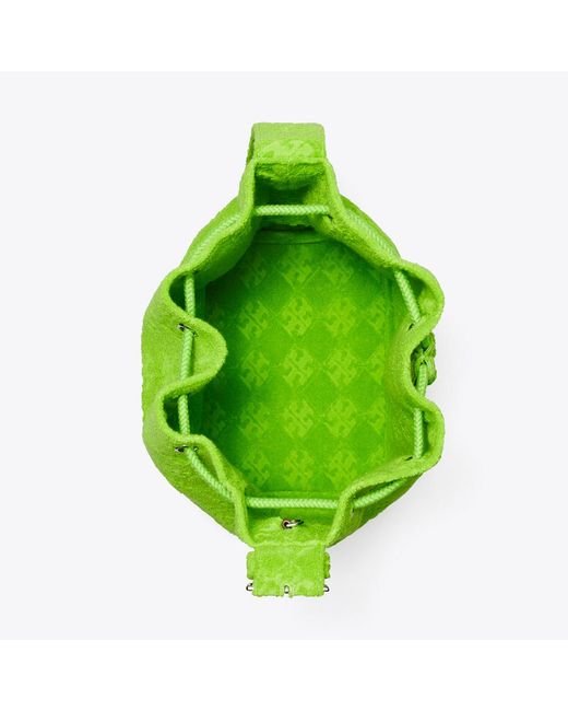 Tory Burch Green T Monogram Terry Oversized Bucket Bag, One Size