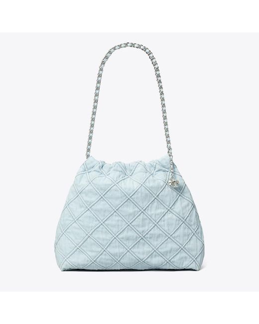 Tory Burch Blue Fleming Soft Denim Hobo Bag, One Size
