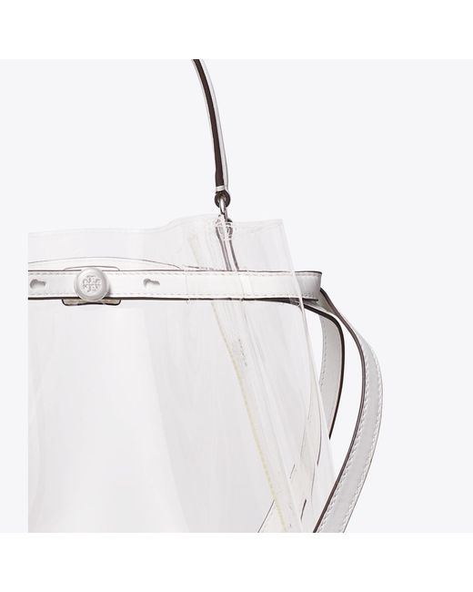 Tory Burch White Romy Clear Bucket Bag