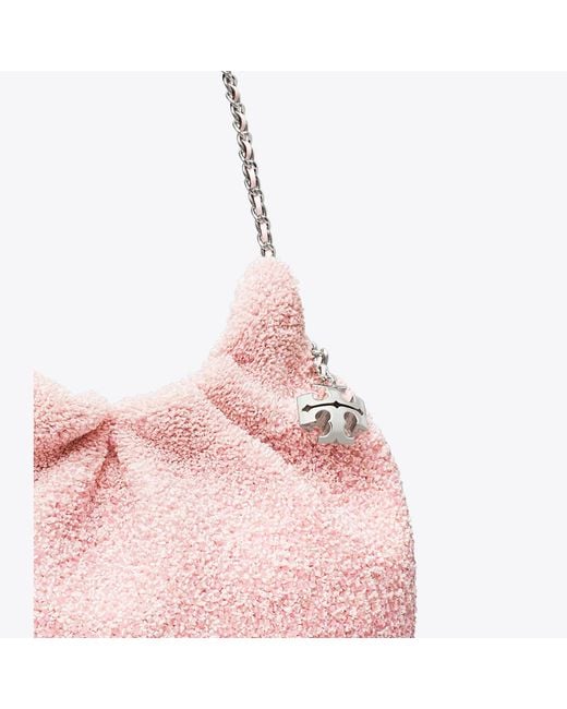 Tory Burch Pink Tb X Bonbon Mini Fleming Embellished Hobo Bag