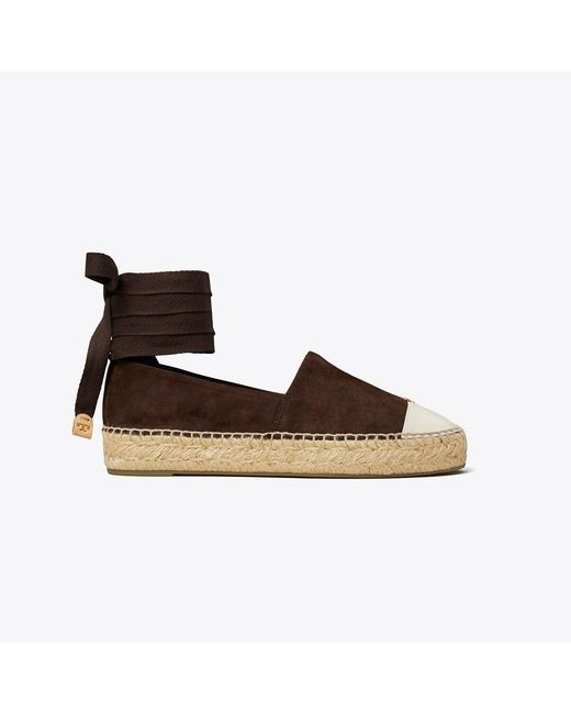 Tory Burch Brown Cap-Toe Espadrille