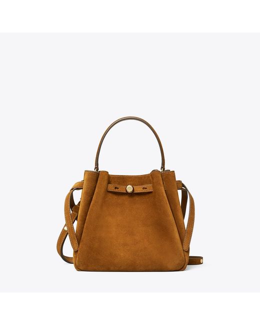 Tory Burch Brown Romy Suede Bucket Bag, One Size
