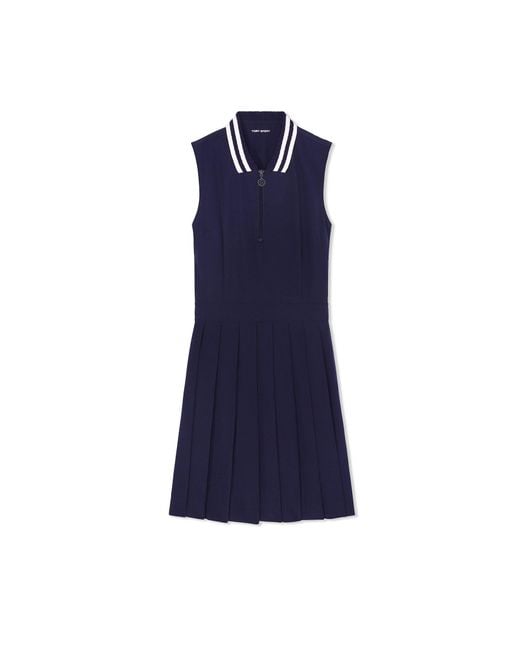 Tory Burch Blue Pleated Golf Dress