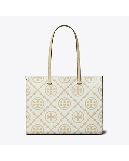 Tory Burch Metallic T Monogram Contrast Embossed Tote, One Size