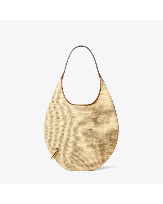 Tory Burch Natural Pierced Soft Raffia Bag