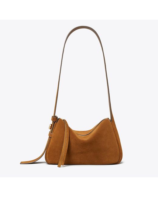 Tory Burch Brown Small Romy Suede Shoulder Bag, One Size