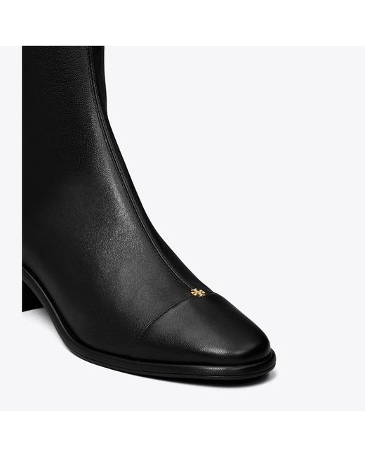 Tory Burch Black Cap-Toe Knee-High Boot