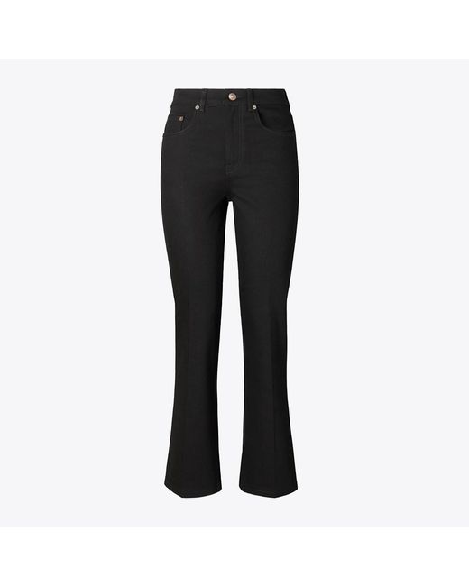 Tory Burch Black Cropped Flare Jean