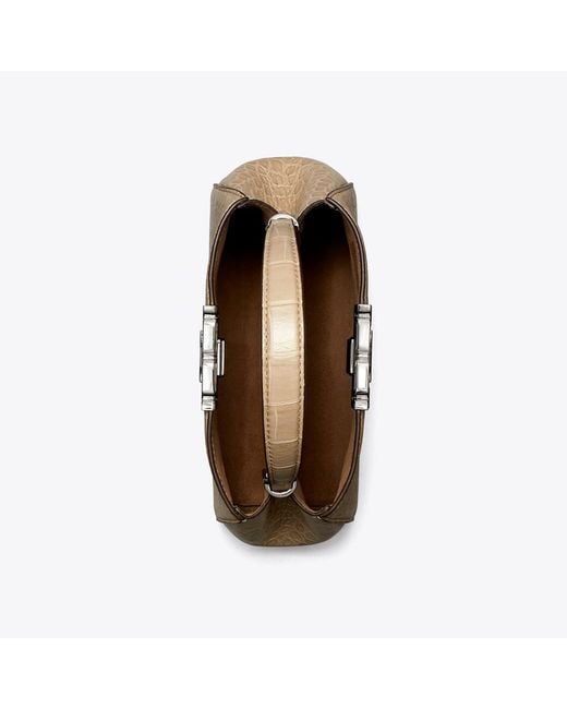 Tory Burch Natural Mini Eleanor Soft Croc-Embossed Satchel