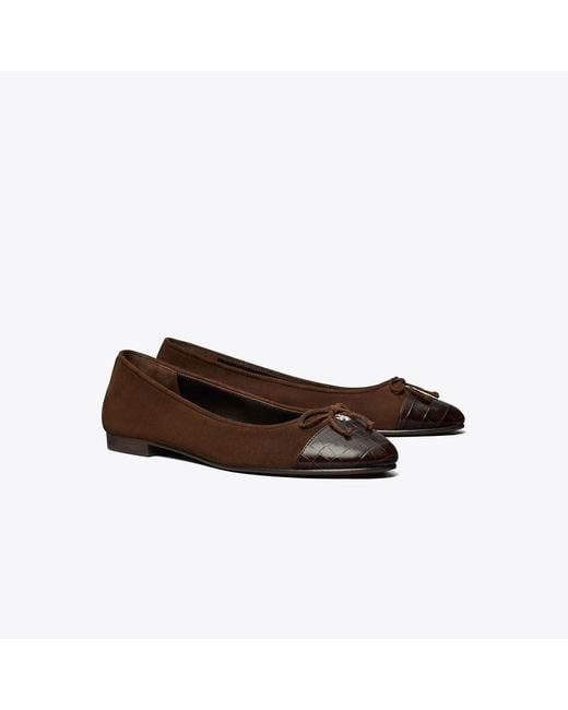 Tory Burch Brown Cap Toe Ballerinas