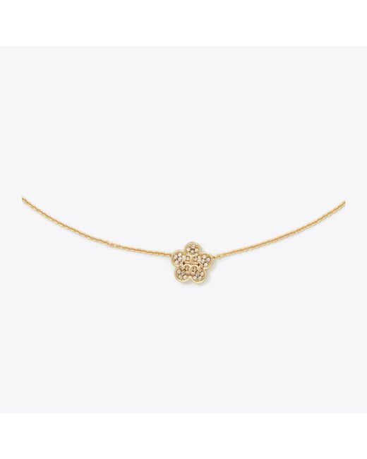 Tory Burch White Small Pierced Pendant, One Size