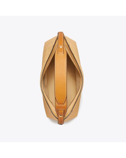 Tory Burch Natural T Monogram Pebble Messenger, One Size