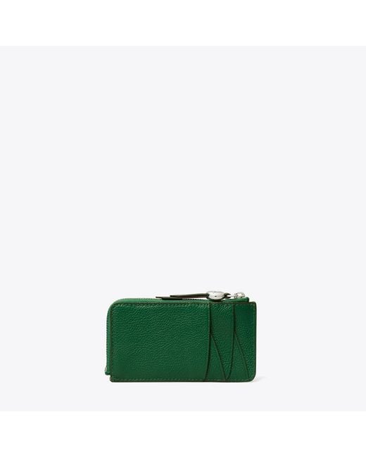 Tory Burch Green Romy Zip Card Case