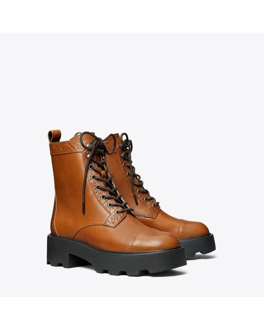 Tory Burch Brown T Monogram Lug Ankle Boot