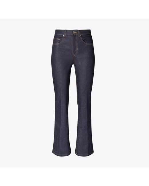 Tory Burch Blue Cropped Flare Jeans