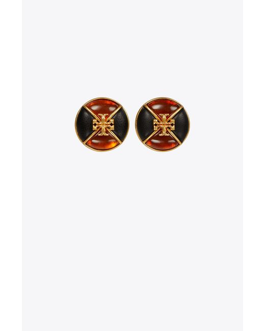 Tory Burch Leather Kira Clipon Earring Lyst Canada