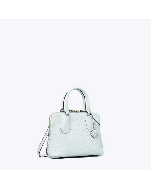 Tory Burch White Mini T Monogram Leather Swing Satchel, One Size