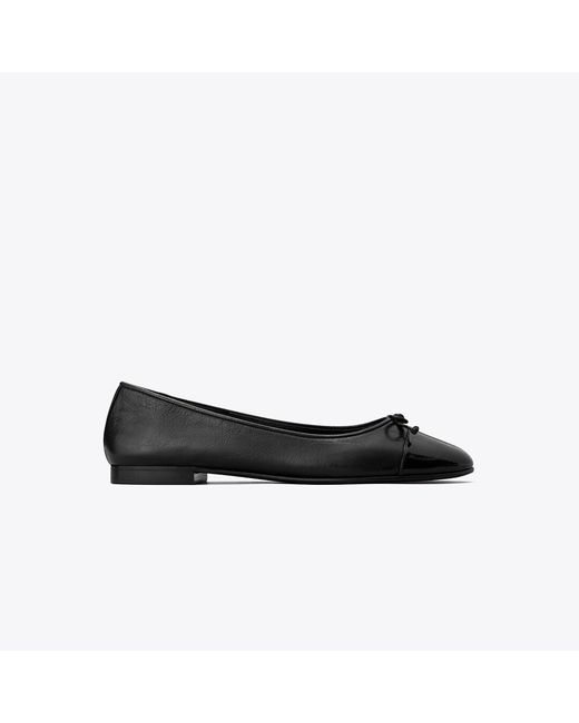Tory Burch Black Cap Toe Ballet Shoe