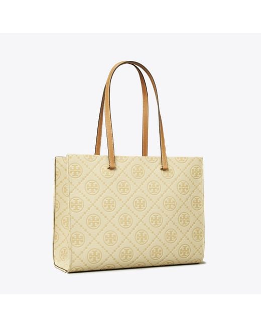 Tory Burch Natural Damen Strukturierte Tote Bag Mit T-Monogramm