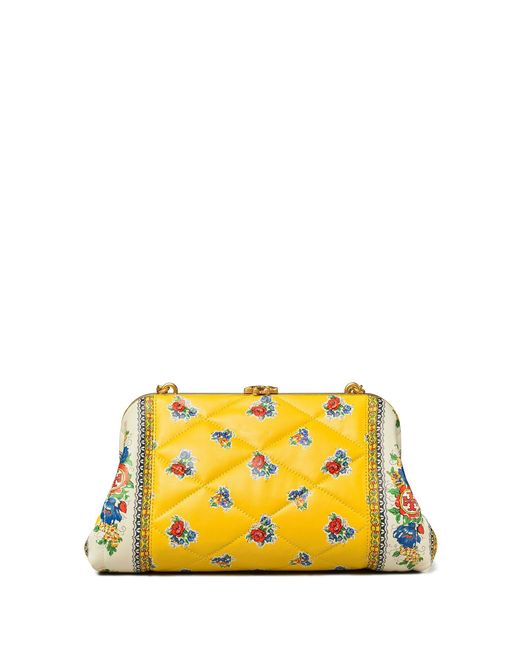 Tory Burch Cleo Quilted Floral Bag in Yellow | Lyst Canada