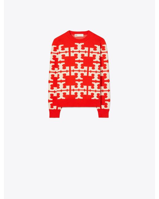 Tory Burch Red Tory Burch Wool Logo Sweater