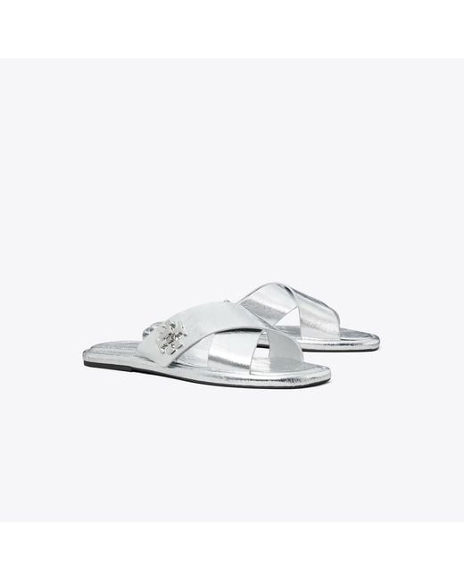 Tory Burch White Turnlock Cross-Band Slide for men