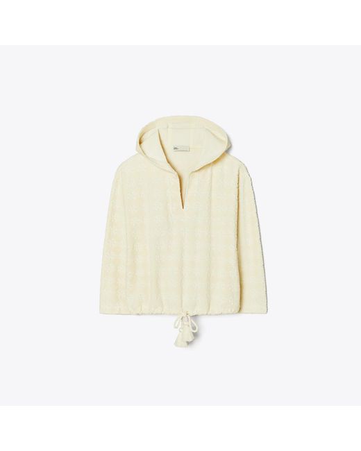 Tory Burch Natural Terry Jacquard Logo Hoodie