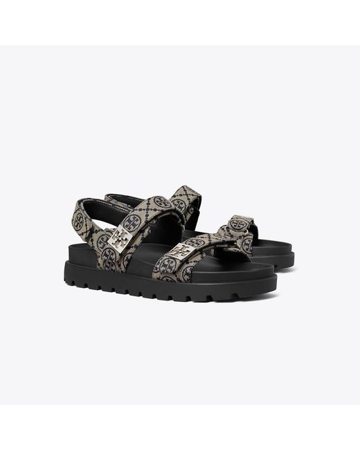 Tory Burch Black T Monogram Mellow Burch Sandal