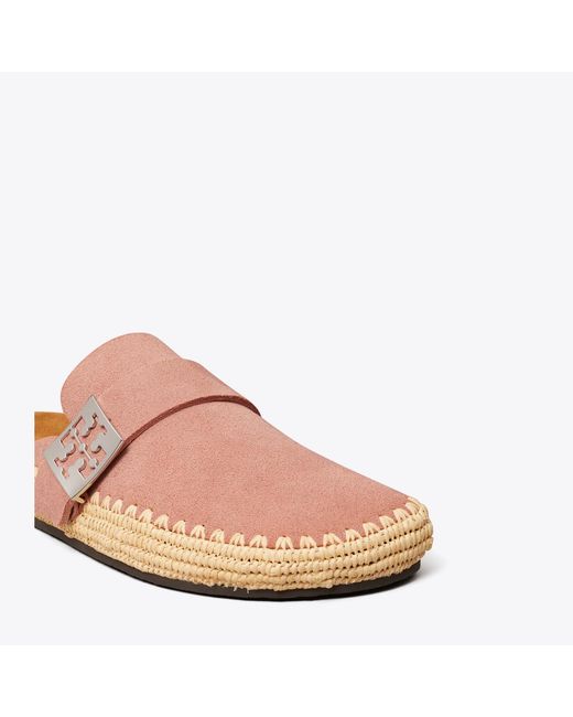Tory Burch Pink Mellow Raffia Mule