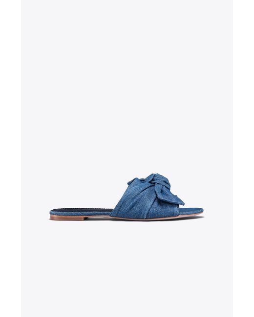 Tory Burch Blue Annabelle Suede Bow Slide